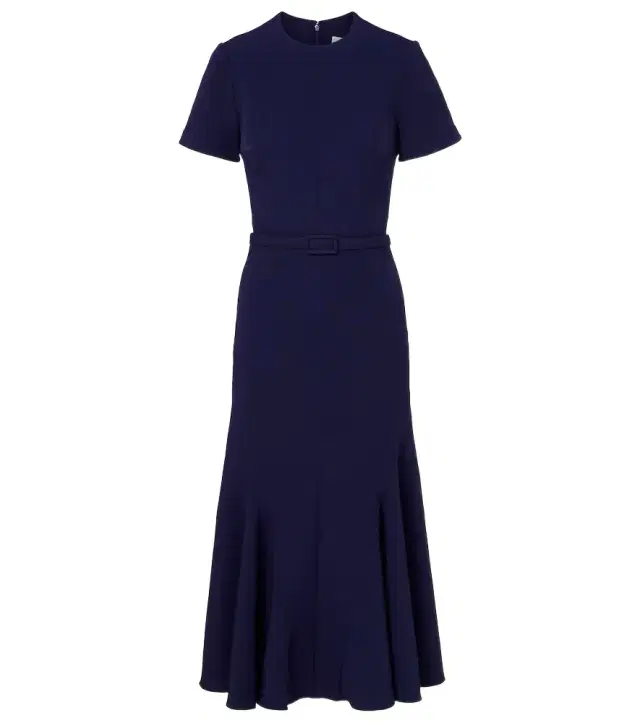 Luisa belted crêpe midi dress