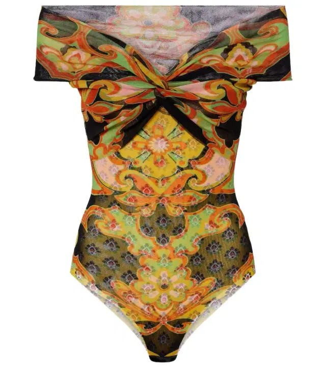 Etro Printed off-shoulder bodysuit