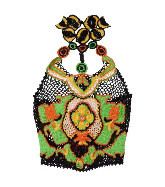 Etro Floral crochet cotton crop top