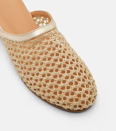 Ancient Greek Sandals Leather-trimmed raffia mules | Thumbnail 4 Ancient Greek Sandals Leather-trimmed raffia mules | Thumbnail 4