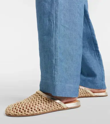 Ancient Greek Sandals Leather-trimmed raffia mules | Thumbnail 5 Ancient Greek Sandals Leather-trimmed raffia mules | Thumbnail 5