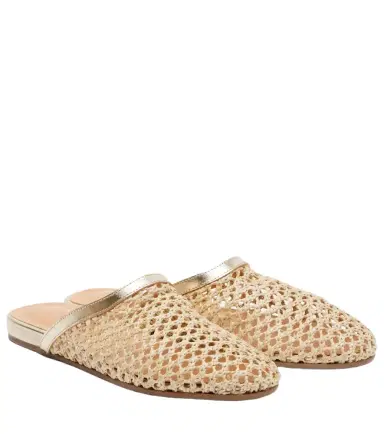 Ancient Greek Sandals Leather-trimmed raffia mules | Thumbnail 1 Ancient Greek Sandals Leather-trimmed raffia mules | Thumbnail 1