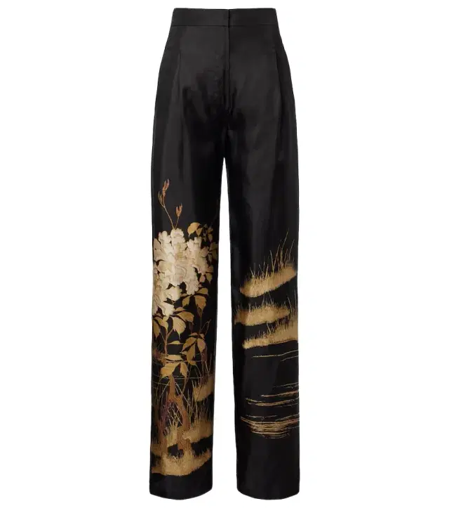 Max Mara Mappa printed high-rise silk wide-leg pants