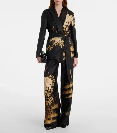 Max Mara Tunica printed silk twill wrap cardigan | Thumbnail 5