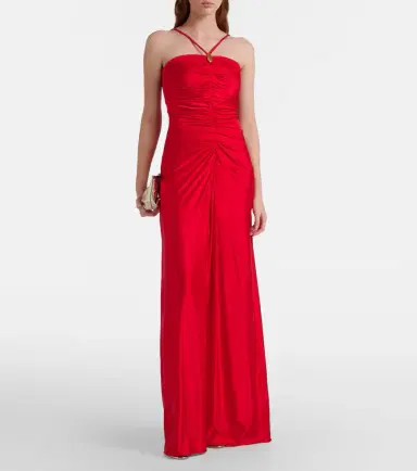 Max Mara Oggetti ruched halterneck bustier gown | Thumbnail 3