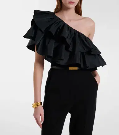 Max Mara Elegante Orca ruffled one-shoulder cotton top | Thumbnail 2