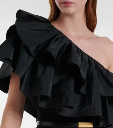 Max Mara Elegante Orca ruffled one-shoulder cotton top | Thumbnail 4