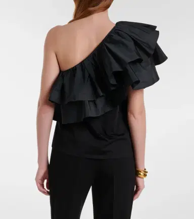 Max Mara Elegante Orca ruffled one-shoulder cotton top | Thumbnail 5