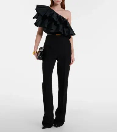 Max Mara Elegante Orca ruffled one-shoulder cotton top | Thumbnail 6