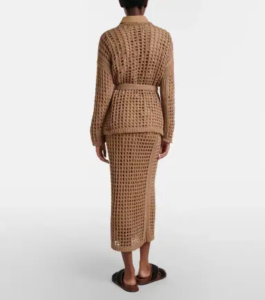 Max Mara Geode open-knit cotton midi skirt | Thumbnail 3