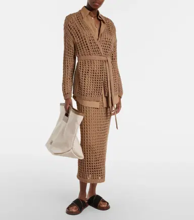 Max Mara Geode open-knit cotton midi skirt | Thumbnail 4