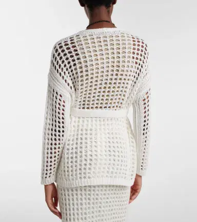 Max Mara Gelo open-knit cotton wrap cardigan | Thumbnail 4
