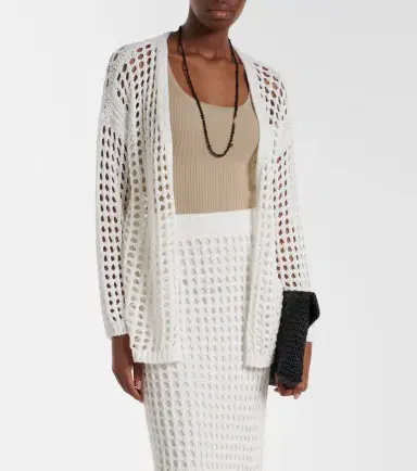Max Mara Gelo open-knit cotton wrap cardigan | Thumbnail 5