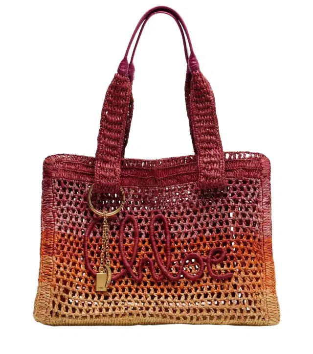 Chloé Summer Banana East-West raffia tote bag