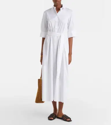 Max Mara Cognac cotton-blend midi dress | Thumbnail 2