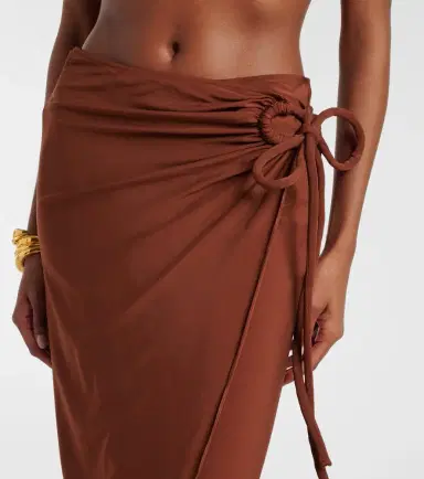 Max Mara Afoso gathered jersey wrap skirt | Thumbnail 4