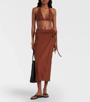 Max Mara Afoso gathered jersey wrap skirt | Thumbnail 5