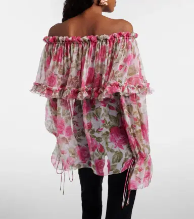 Chloé Chloé Floral off-shoulder silk top | Thumbnail 3