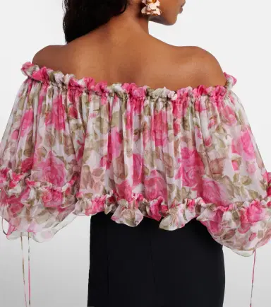 Chloé Chloé Floral off-shoulder silk top | Thumbnail 4