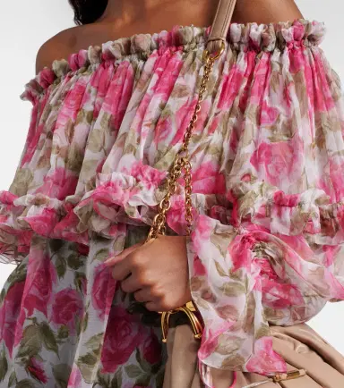 Chloé Chloé Floral off-shoulder silk top | Thumbnail 6