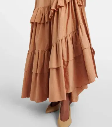Chloé Chloé Asymmetric ruffled cotton maxi skirt | Thumbnail 6