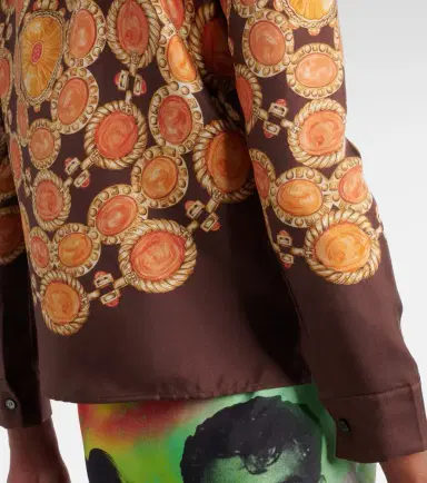 Versace Printed cropped silk twill shirt | Thumbnail 2