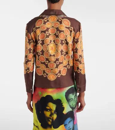 Versace Printed cropped silk twill shirt | Thumbnail 4