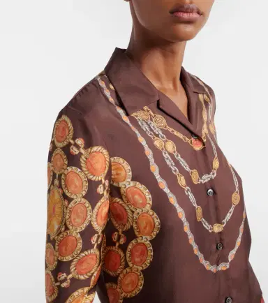 Versace Printed cropped silk twill shirt | Thumbnail 7