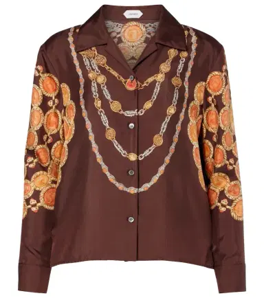 Versace Printed cropped silk twill shirt | Thumbnail 1