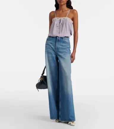 Chloe Chloé Lace-trimmed silk top | Thumbnail 2