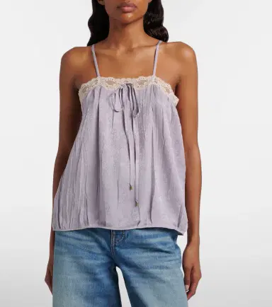 Chloe Chloé Lace-trimmed silk top | Thumbnail 3