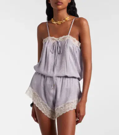 Chloe Chloé Lace-trimmed silk top | Thumbnail 4