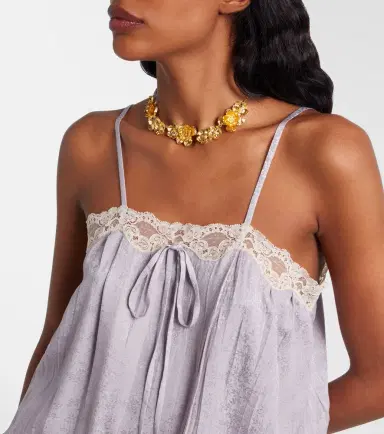 Chloe Chloé Lace-trimmed silk top | Thumbnail 5