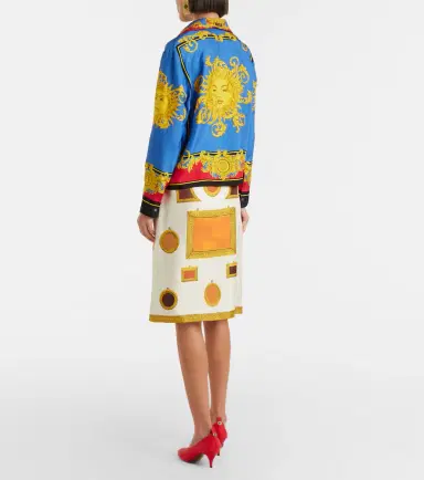 Versace Printed silk twill pencil skirt | Thumbnail 4