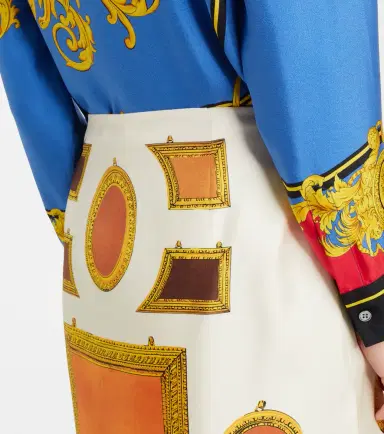 Versace Printed silk twill pencil skirt | Thumbnail 5