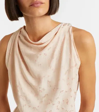 Victoria Beckham Asymmetric draped floral satin midi dress | Thumbnail 2