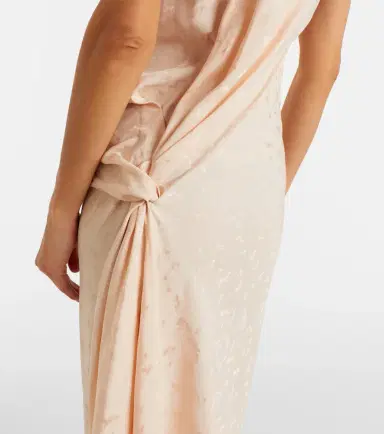 Victoria Beckham Asymmetric draped floral satin midi dress | Thumbnail 3