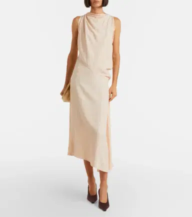 Victoria Beckham Asymmetric draped floral satin midi dress | Thumbnail 4