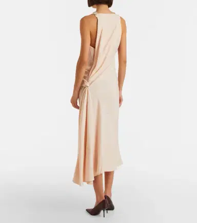 Victoria Beckham Asymmetric draped floral satin midi dress | Thumbnail 5