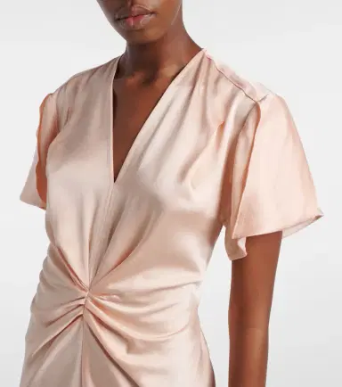Victoria Beckham Eve gathered satin crêpe midi dress | Thumbnail 2