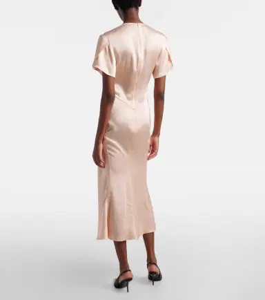 Victoria Beckham Eve gathered satin crêpe midi dress | Thumbnail 3