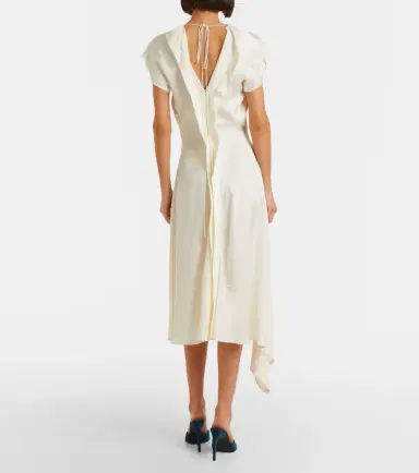 Victoria Beckham Asymmetric crêpe satin midi dress | Thumbnail 5