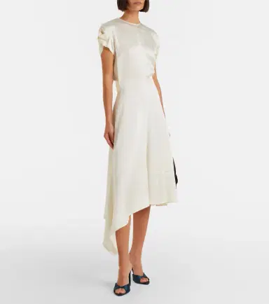 Victoria Beckham Asymmetric crêpe satin midi dress | Thumbnail 6