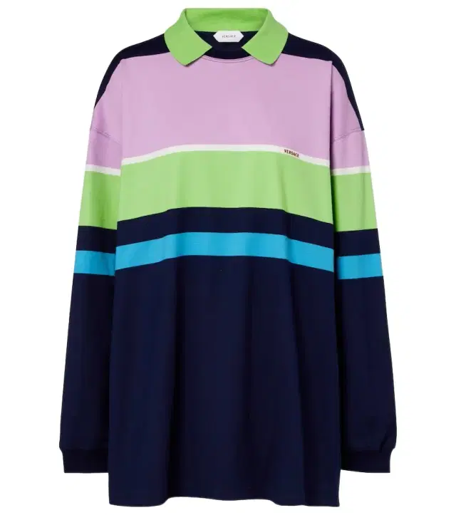 Versace Striped cotton jersey polo sweater