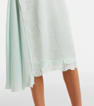 Victoria Beckham Asymmetric lace-trimmed jacquard slip dress | Thumbnail 3