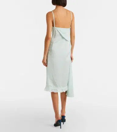 Victoria Beckham Asymmetric lace-trimmed jacquard slip dress | Thumbnail 4