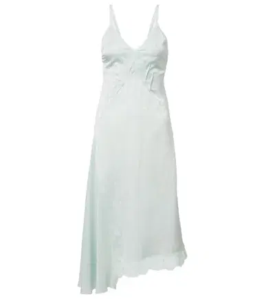 Victoria Beckham Asymmetric lace-trimmed jacquard slip dress | Thumbnail 1