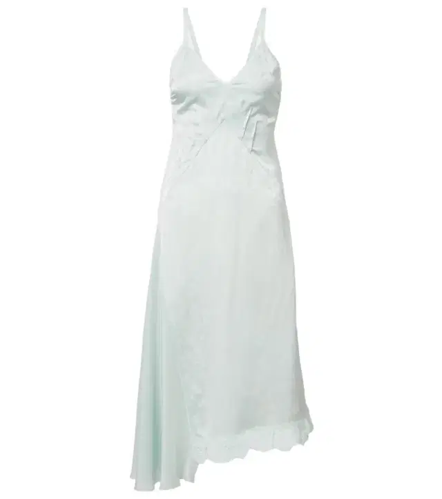 Victoria Beckham Asymmetric lace-trimmed jacquard slip dress