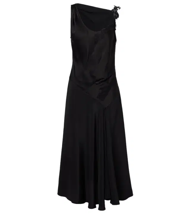 Victoria Beckham Lace-trimmed crêpe satin midi dress