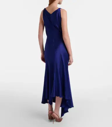 Victoria Beckham Draped asymmetric satin midi dress | Thumbnail 3 Victoria Beckham Draped asymmetric satin midi dress | Thumbnail 3